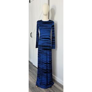 Rachel Pally Size Xs Stormy Maxi Dress Cobalt Painted Stripe Long Sleeve Modal